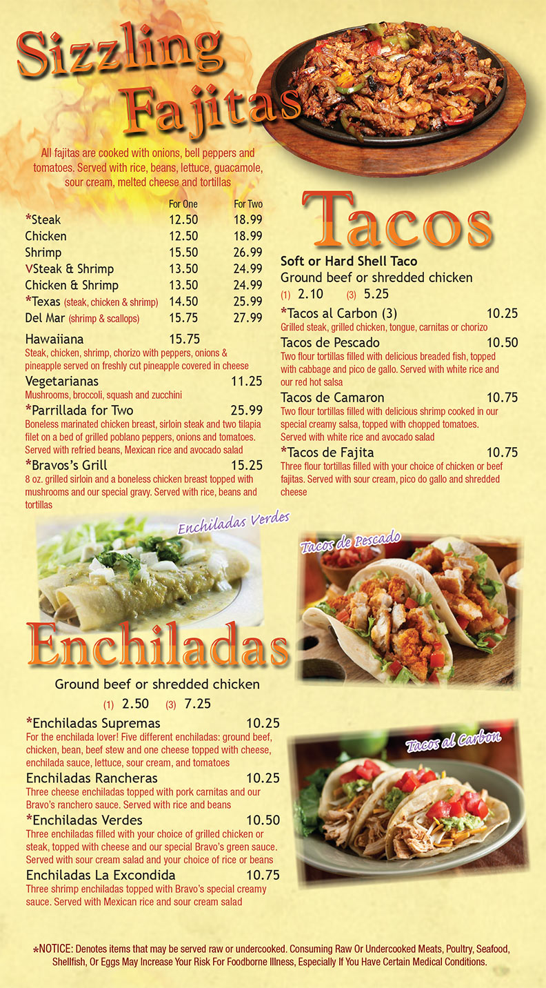 Fajitas Tacos Enchiladas Bravos Mexican Grill Mexican Food Cary